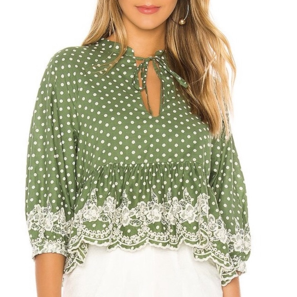 Tularosa Simone Top Green Polka Dot Large